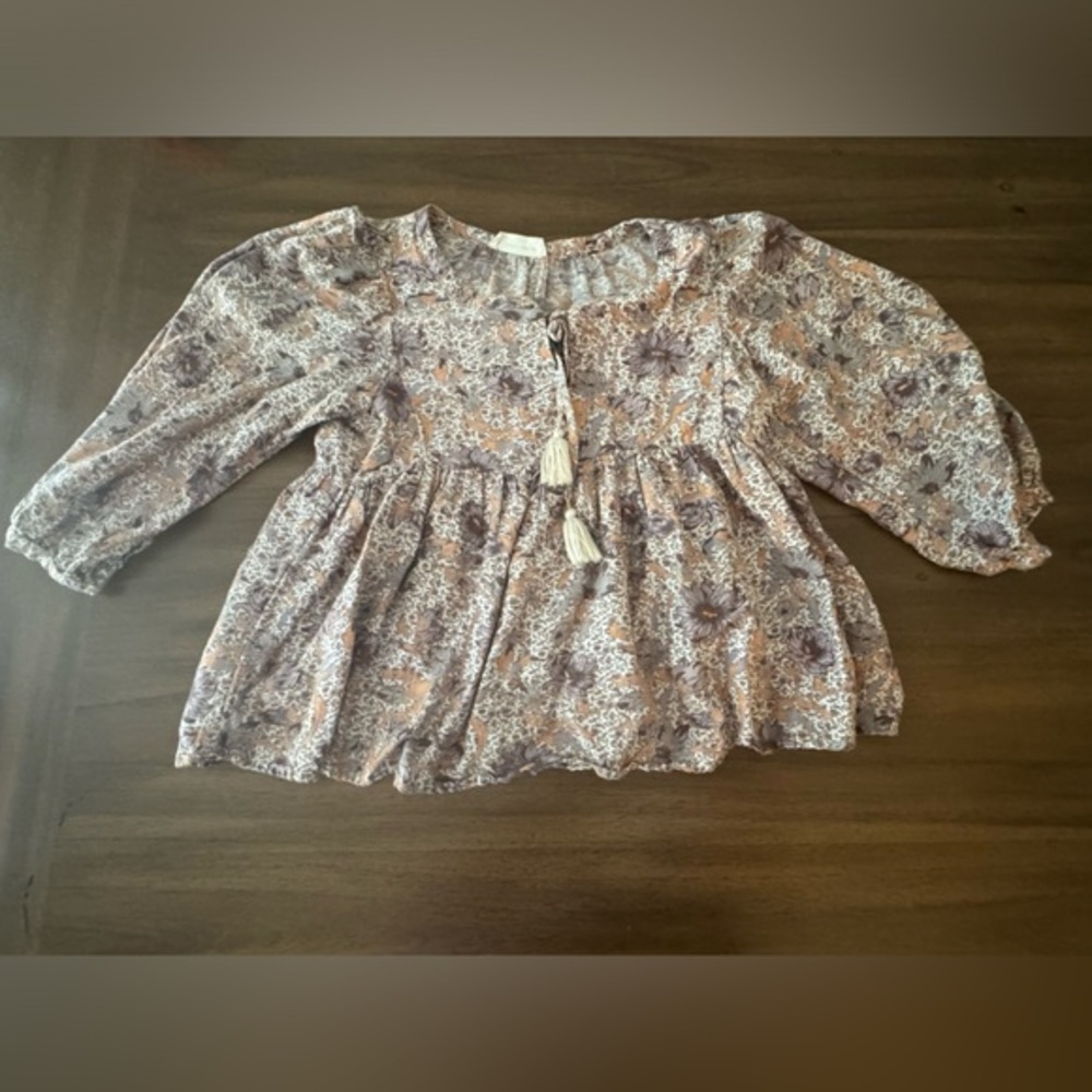 Lucky Brand Floral Cropped Boho Top Size Small - Picture 1 of 7